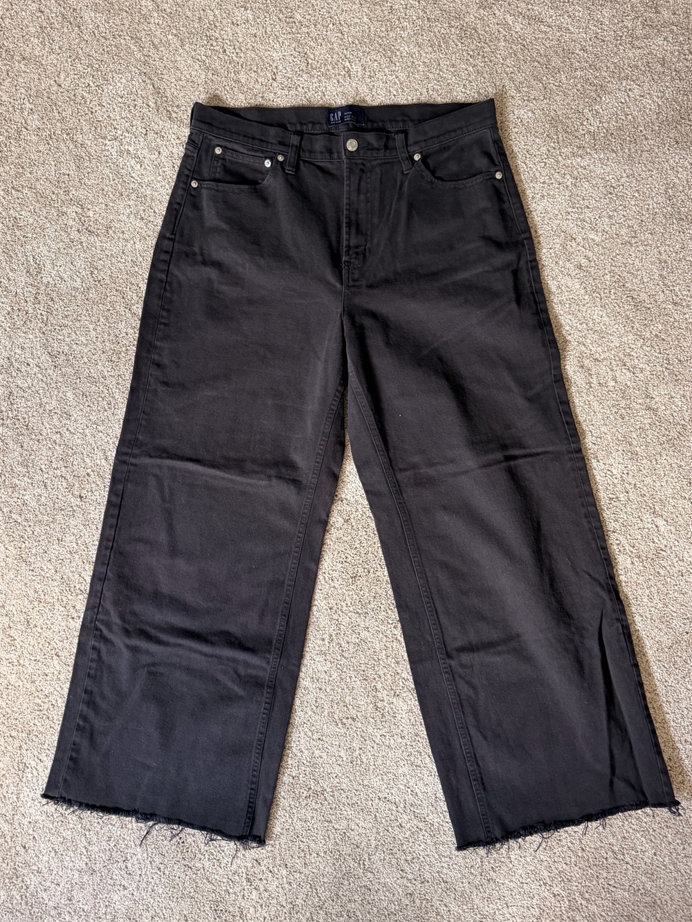 NWOT Gap Black Denim High Rise Wide-Leg Crop Size 14